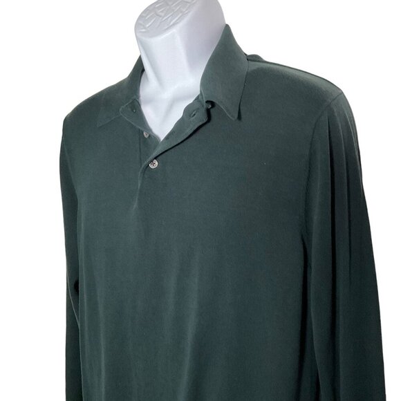 Jos. A. Bank Signature Collection Men's Large Green 100% Silk Long Sleeve Polo S - Picture 5 of 9